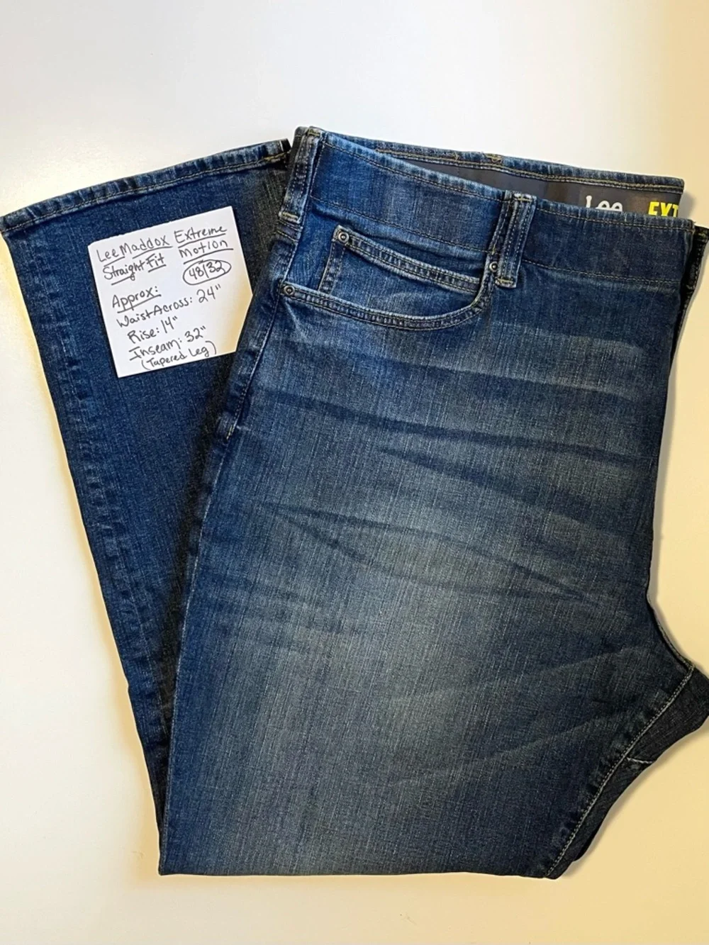 NWT Lee Extreme Motion Jeans - Maddox Tapered Leg & Straight Fit - Size 48 | 32